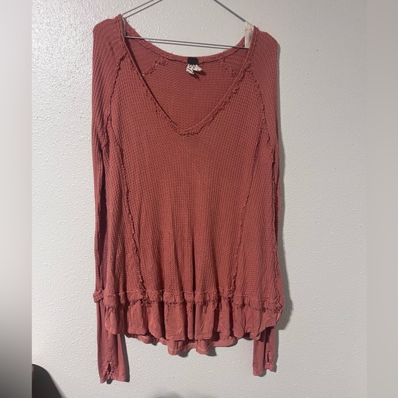 We The Free Tops - We The Free Rust V-Neck Long Sleeve Blouse